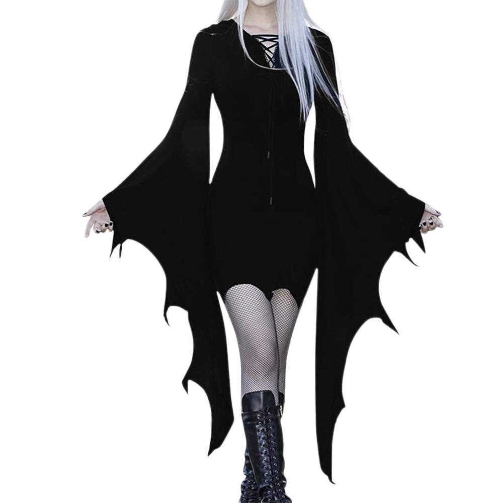 4773 Halloween Vampire Dress Bat Sleeve Swing Party Costumes Evil